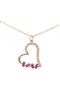 Rose Color Chain Baguette Fuchsia Zircon Stone Tarnish-Resistant Steel Necklace - 5