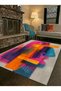 Sdt Modern Abstract Color Blocks Patterned Pink Orange Blue Woven Base Decorative Carpet Sdt1059 - 2