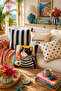 Bonjour & Cat Patterned Modern Throw Pillow Cover Energetic & Stylish Living Room Decor - 2