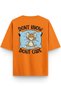 Women's / Men's Semi Oversize T-Shirt Cat Back Print Orange T-Shirt 1381