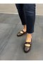 Brown Leather Belted Orthopedic Women's Daily Ballet Flats - 4