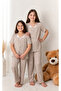 Cotton Summer Half Sleeve Stylish Bow Design Children's Pajama Set - 6
