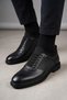 Men's Genuine Leather Ornamental Lace-Up Comfortable Sole Shoes - 3