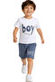 Boys' Top and Bottom Set – Printed White T-Shirt and Grey Shorts 100% Cotton - 5