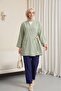 Modal Tunic with Side Cross Ties and Buckle - Green - 3
