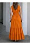 Women's Sleeveless Collared Buttoned Waist Belted Long Tricot Dress - 3