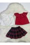Baby Girl 3-Piece Set: Madonna Collar Blouse & Square Patterned Skirt - 5