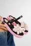 Women's Leather Floral Detailed Side Rope Wrapped Ready-To-Wear Sandals