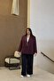 Plus Size Women's Oversized Lined Blazer Jacket - Mulberry - 5