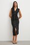Black buttoned ruched slit dress - 2