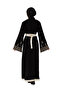 Hijab Dress Palestine Embroidered Modern Black Kaftan Traditional Elegance Gold - 4