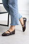 Lwi Women's Flat Shoes with Front Strap and Buckle, Round Toe Leather - 2