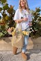 Women's Milano Riviera Straw Mesh Shoulder Bag Paris Milano Embroidered Beige – Large Size, Summer Style - 8