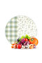 Glass Cutting Board and Presentation Plate Round with Minimal Flower & Buffalo Pattern 30 X 30 cm