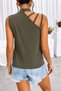 New Season Women's Viscose Blouse with Stripe Detail on the Shoulder and Semi-Crew Neck - 3