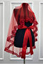 Red Bridal Veil Set, Sparkling Sequins and Sequin Embroidery, Henna Night Veil, Bridal Veil - 4