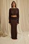 Naval Brown Crop Skirt Knitwear Set - 2