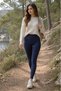 Women's Navy Blue High Waist Pocket Detailed Gathering Diving Fabric Leggings – Sports - Casual Elegance - 5