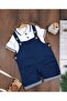 Polo Collar Buttoned Lycra Stretch Fabric Summer Baby Boy Denim Salopet Set