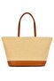 Women's Tan Straw Large Volume Zippered Women's Shoulder Bag - 7