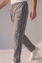 Gray Double Ribbed Side Pocket Zippered Comfortable Cut Combed Cotton Sweatpants Straight Leg Casual Sports Sweatpants - 2