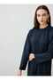 Oysho Hijab Dress with Stitching Detail - Navy Blue - - 4