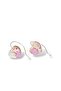 Wooden Heart Shaped Purple Geometric Floral Pattern Printed Button Dangle Earrings - 3