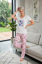 V-Neck Long Comfortable Cotton Pajama Set 41703 Pink