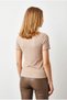 Women's Beige Overlock Stitching Detailed Wrinkled Blouse Blz-19003346 - 5