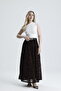 Women's Black Lined Flocked Printed Tulle Skirt