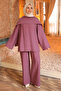 Plum Shawl Detailed Tunic and Trousers Set