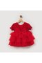 Baby Girl Red Tutu Dress with Lace Detail, Layered Skirt and Ribbon Accessories for Special Occasions - 3