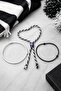Set of 3 Black and White Fan Bracelets Handmade Adjustable Macrame Lucky String Marteniçka - 4