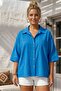 Blue Shirt Collar Short Sleeve Buttoned Mesh Pocket Embroidered Casual Cotton Woven Shirt 63 60 - 3