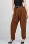 Women's Summer Brown Monsere Elastic Waist High Waist Narrow Leg Pants Stylish Daily Comfortable 30375 - 2