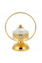 White Ceramic Candy Bowl with Gold Metal Holder & Lid – Elegant Serving Dish for Chocolates, Sweets & Dry Fruits – 12 × 30 cm
