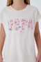 Girl's Licensed Uspa Beige T-Shirt and Floral Patterned Shorts Two-Piece Set - 4