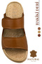 Genuine Leather Men's Slippers - Double Velcro Adjustable Massage Sole Genuine Leather Men's Slippers C Tan - 6