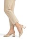 Beige Patent Leather Suede Detailed Women's Shoes with Open Back Strap, Square Toe, Thick Heeled Shoes - 3