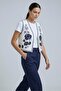 White Women's V-Neck Floral Embroidered Woven Crop Vest - 4