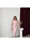 Powder Halter Neck Floral Detailed Pearled Midi Evening Dress - 3