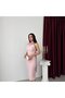 Powder Halter Neck Floral Detailed Pearled Midi Evening Dress - 4
