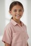 Pink Tie-Dye Linen Shirt and Shorts Skirt Set for Girls 24152 - 5