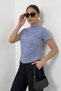 Women's T-Shirt Short Sleeve Drape Detailed Collar and Waist Gathered Sandy Fabric Lycra Blouse - 2