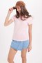 Women's Slim Fit 100% Cotton Polo Collar Pink Pique T-Shirt - 4