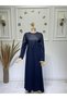 Women's New Season Stoned and Leather Detailed Crystal Combed Cotton Fabric Dress - 2