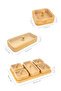 5-Piece Square Bamboo Snack Bowl with Stand - Coffee Side Serving Bowl with Lid Bamboo Bowl Breakfast Serving Bowl - 7