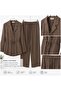 Brown Viscose Shirt with Collar Tie Detail Double Suit - 2