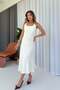Neck Tie Detail Interlock Fabric Dress - White - 2
