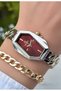 Chain Model-Steel Cord-Women's Wristwatch-Gold Silver Burgundy Color-2 Years Warranty-Bracelet Gifted Hmj4Fc3 - 2